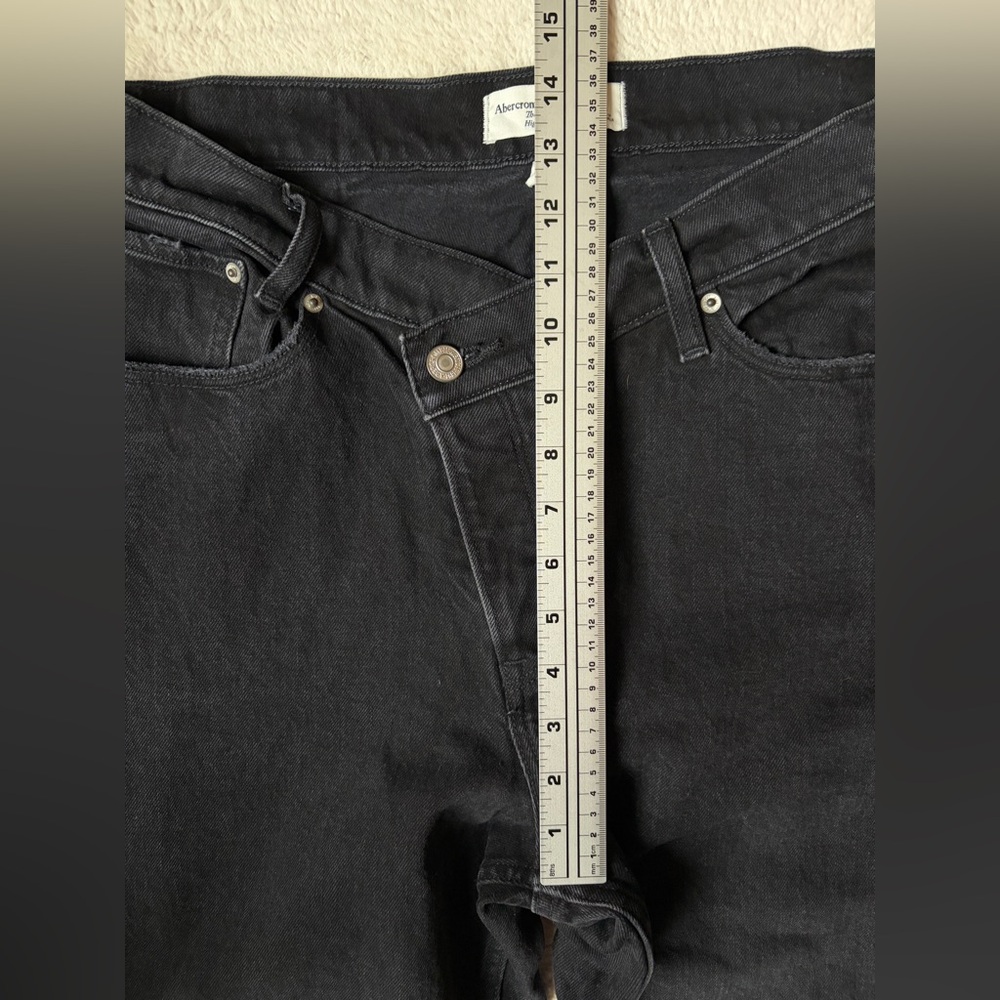 Abercrombie & Fitch Black Denim The Dad Jeans Curve Love High Rise Women Size 8L - Picture 6 of 10